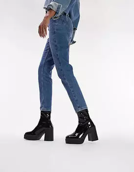 Черные ботинки-носки на платформе и платформе Topshop Bobbie