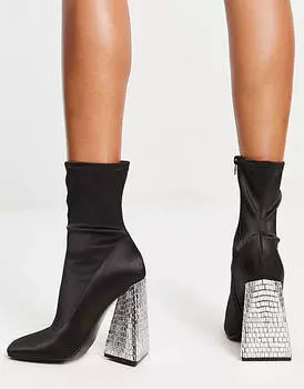 Черные ботинки-носки на треугольном каблуке ASOS DESIGN Edison