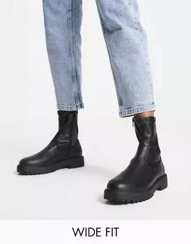 Черные ботинки-носки широкого кроя ASOS DESIGN