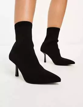 Черные ботинки-носки широкого кроя Rosetta на каблуке ASOS