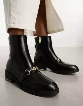 Черные ботинки River Island с золотой пряжкой