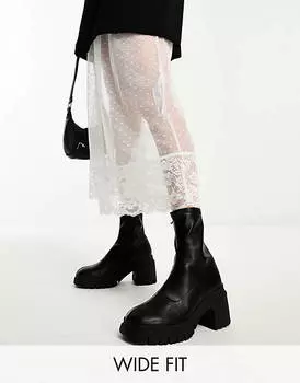 Черные ботинки с массивными носками ASOS DESIGN Wide Fit Recipe