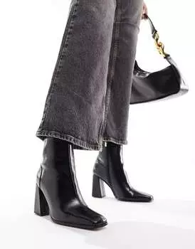 Черные ботинки с расклешенным каблуком ASOS Wide Fit Everest