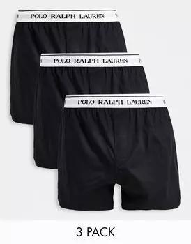 Черные боксеры Polo Ralph Lauren (3 пары) с поясом с логотипом