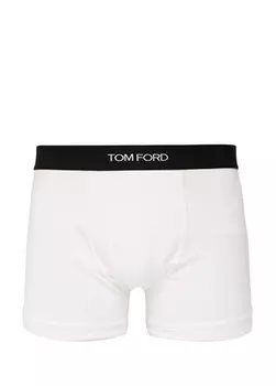 Черные боксеры с логотипом на белой талии Tom Ford