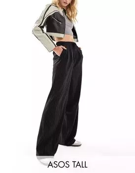 Черные брюки без застежки ASOS Tall
