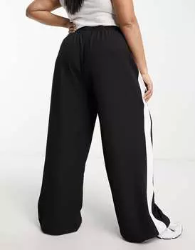 Черные брюки без застежки с контрастной вставкой ASOS Curve