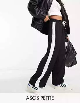 Черные брюки без застежки с контрастной вставкой ASOS Petite