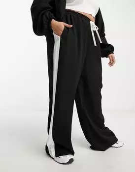 Черные брюки без застежки с контрастной вставкой ASOS DESIGN Curve ASOS