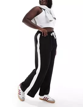 Черные брюки без застежки с контрастной вставкой ASOS DESIGN Curve