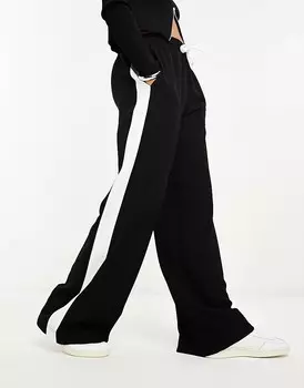 Черные брюки без застежки с контрастной вставкой ASOS DESIGN