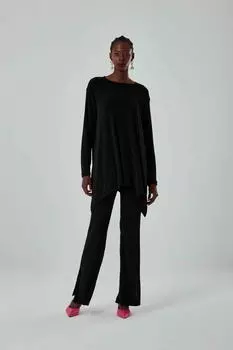 Черные брюки Buzy с разрезом Mizalle, черный