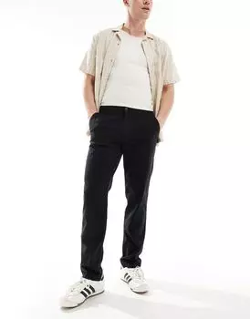Черные брюки чинос из льняного микса Jack & Jones