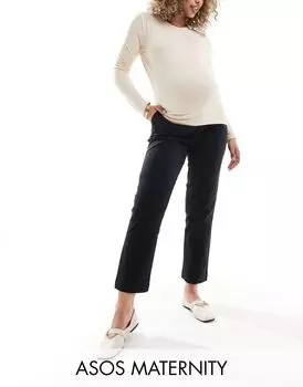 Черные брюки чиносы для беременных ASOS DESIGN