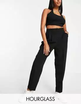 Черные брюки для мам с напуском в виде песочных часов ASOS DESIGN