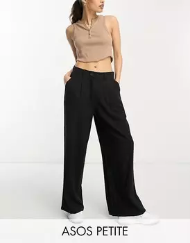 Черные брюки для папы с льняным наполнением ASOS DESIGN Petite
