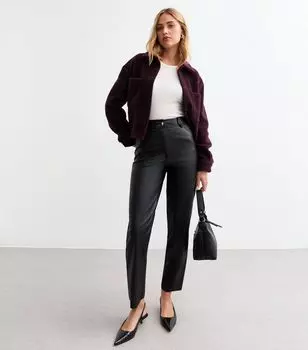 Черные брюки из искусственной кожи New Look, черный