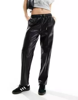 Черные брюки из искусственной кожи с кулиской Barbour International Agusta