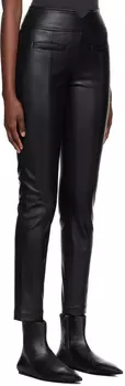 Черные брюки из искусственной кожи с прямыми швами ISSEY MIYAKE