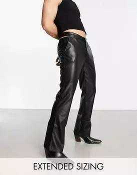 Черные брюки из искусственной кожи с вырезами по бокам ASOS - ЧЕРНЫЕ