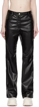 Черные брюки из искусственной кожи со вставками MSGM