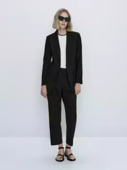Черные брюки из смешанной шерсти Massimo Dutti, черный