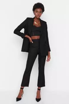 Черные брюки из ткани сигаретного цвета Trendyol, черный