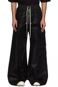 Черные брюки-карго Hollywood Imbalanced Double Cargo Jumbo Belas Denim Rick Owens DRKSHDW