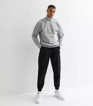 Черные брюки карго из поплина с манжетами New Look, черный