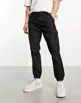 Черные брюки карго из технического материала French Connection