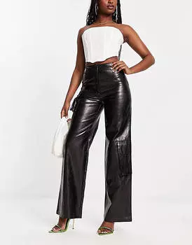 Черные брюки карго из жидкого полиуретана ASYOU