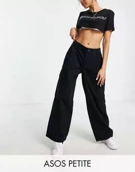 Черные брюки карго оверсайз ASOS DESIGN Petite
