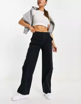 Черные брюки-карго оверсайз с несколькими карманами ASOS DESIGN