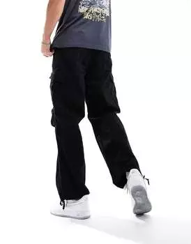 Черные брюки карго-парашюты Bershka