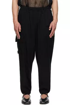 Черные брюки-карго с клапаном в рубчик P YOHJI YAMAMOTO