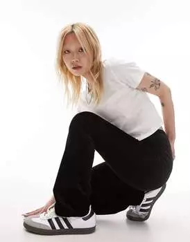 Черные брюки-клеш из эластичного шнура Topshop Petite