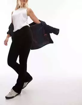 Черные брюки-клеш из эластичного шнура Topshop