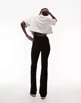 Черные брюки-клеш из эластичного шнура Topshop Tall