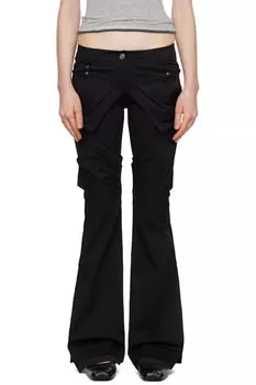 Черные брюки-клеш со сборками OPEN YY