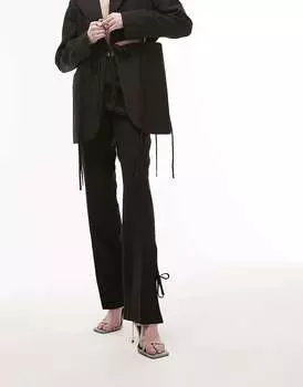 Черные брюки-клеш Topshop с вырезами и завязками