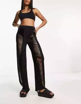 Черные брюки-лестница с низкой посадкой ASYOU