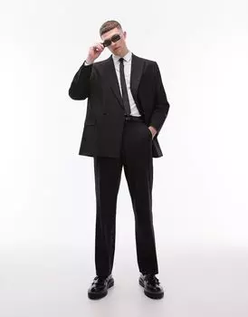 Черные брюки оверсайз из смесовой шерсти Topman