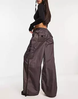 Черные брюки-парашют из рипстопа с молниями ASOS DESIGN
