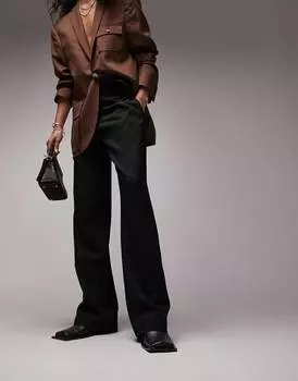 Черные брюки прямого кроя с напуском Topshop