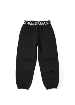 Черные брюки с логотипом для девочек Dolce&Gabbana