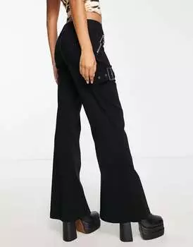 Черные брюки с низкой посадкой и фурнитурой в стиле 00-х годов Reclaimed Vintage