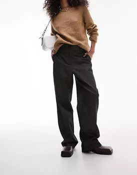 Черные брюки с низкой посадкой и посадкой в джинсовую полоску Topshop