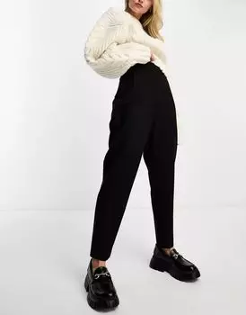 Черные брюки с отстрочкой на талии ASOS