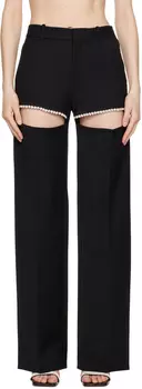 Черные брюки с разрезом и кристаллами AREA