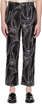 Черные брюки с вышивкой HARAGO